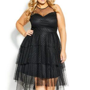 New CITY CHIC Mesh Bardot Maxi Dress - Black-XXL/24